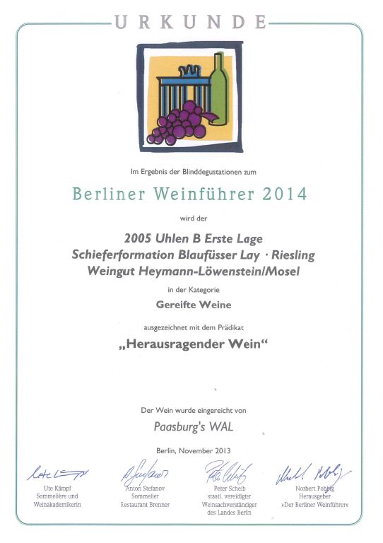 Heymann Löwenstein Weinführer 2014 - eingereicht von der Weinhandlung Paasburg